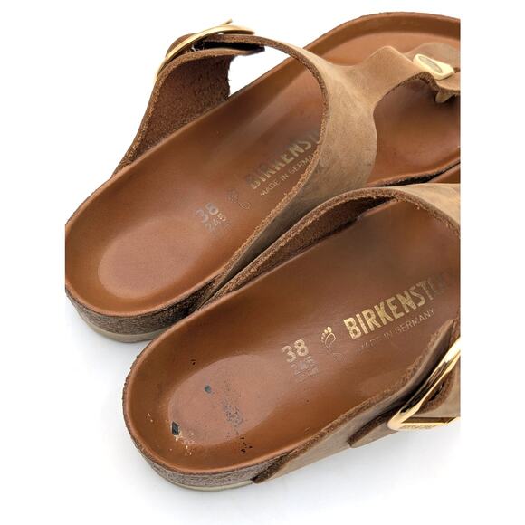 Birkenstock Gizeh Big Buckle Thong Sandals Unisex Leather Brown Size W7/M5 EU38 - Picture 7 of 9